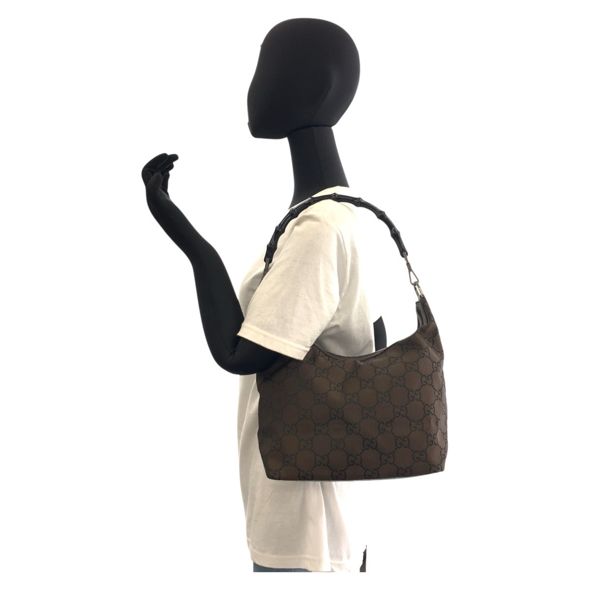 Gucci 000 Bamboo GG pattern Nylon Brown Shoulder Bag