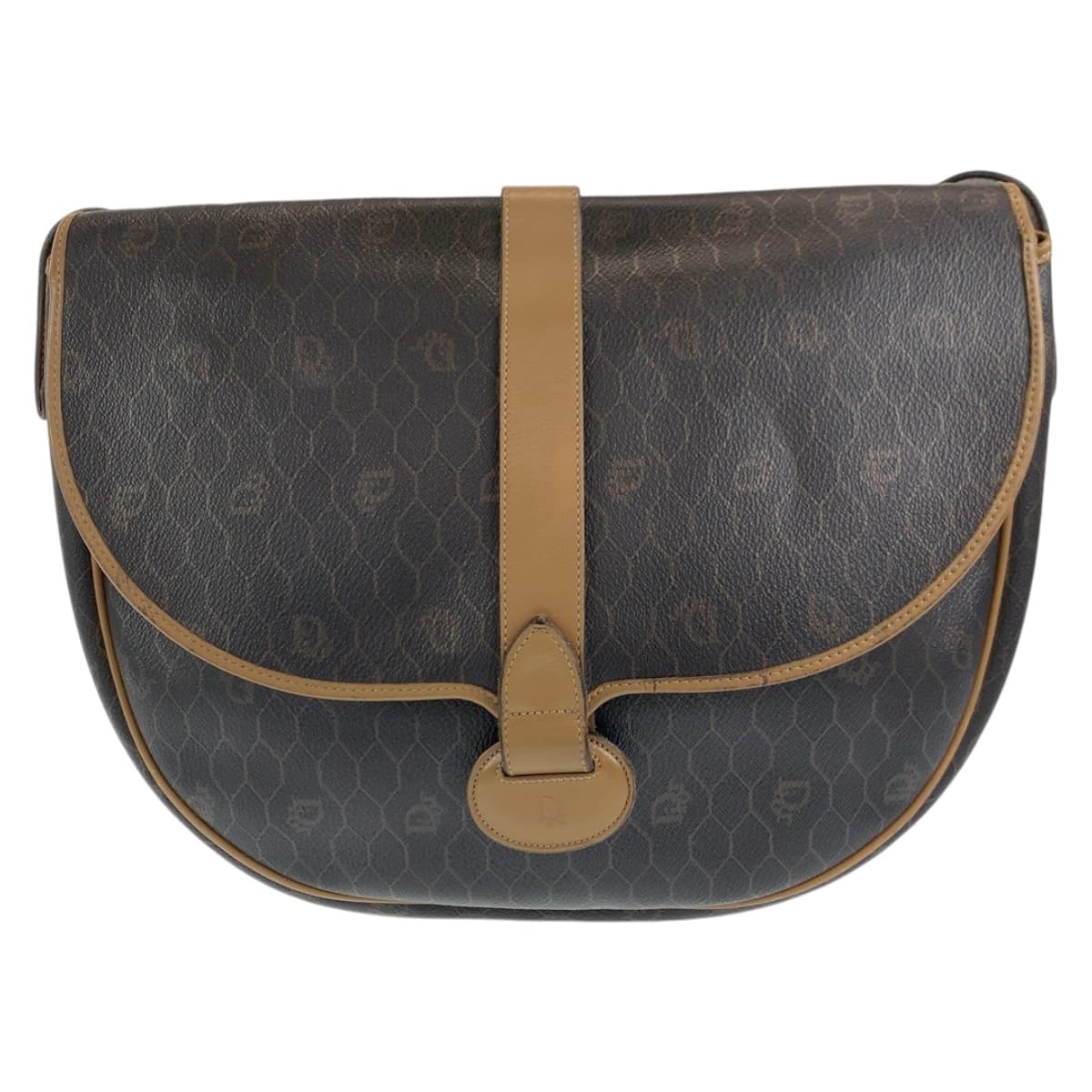 Dior Christian Shoulder Bag Shoulder Back Pochette Honeycomb Leather Brown