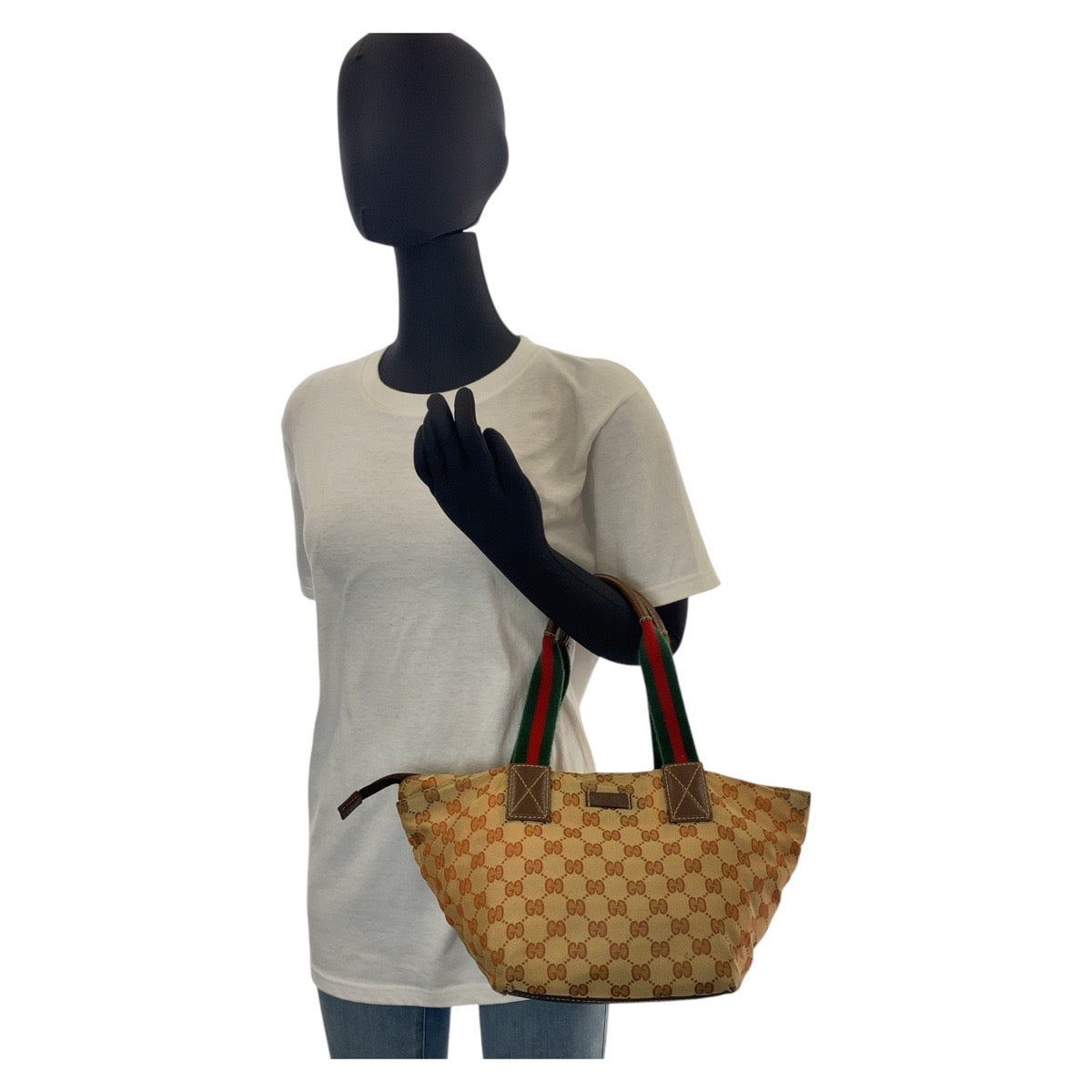 Gucci GG , Sherry line Leather Canvas Brown Beige Tote Bag