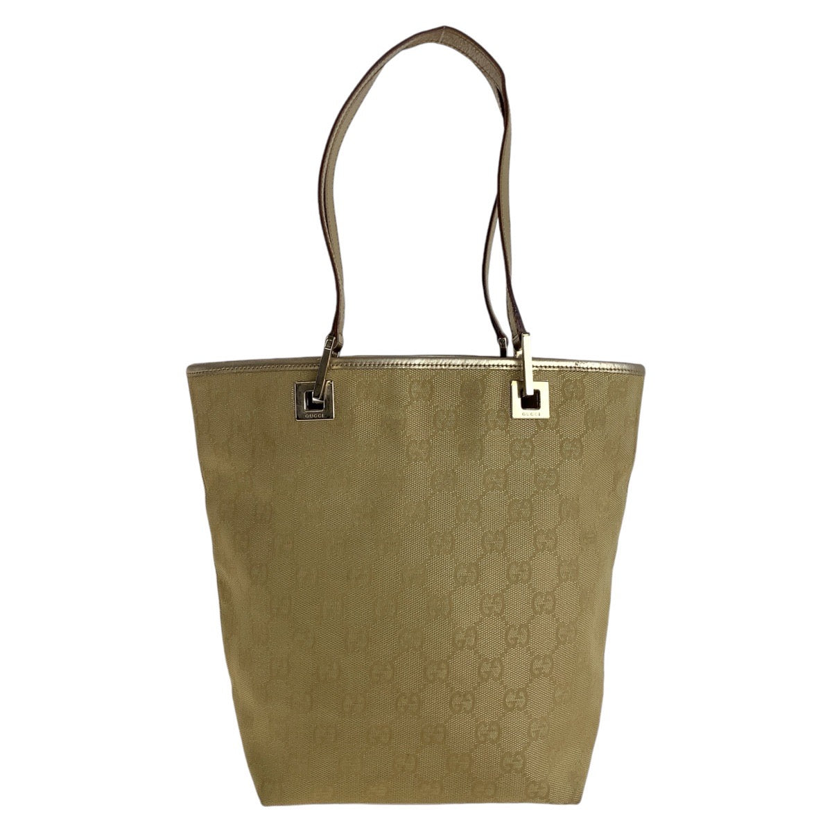 Gucci 002 GG Leather Canvas Gold Shoulder Bag
