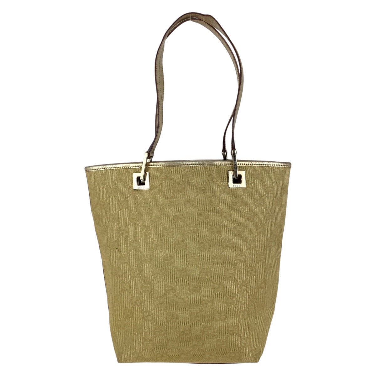 Gucci 002 GG Leather Canvas Gold Shoulder Bag