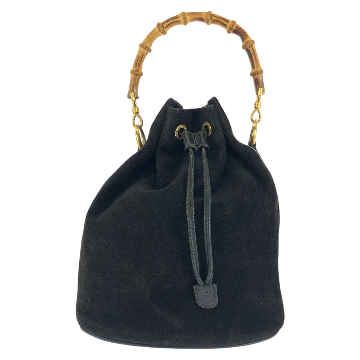 Gucci 001 , Bamboo Leather Suede Black Handbag