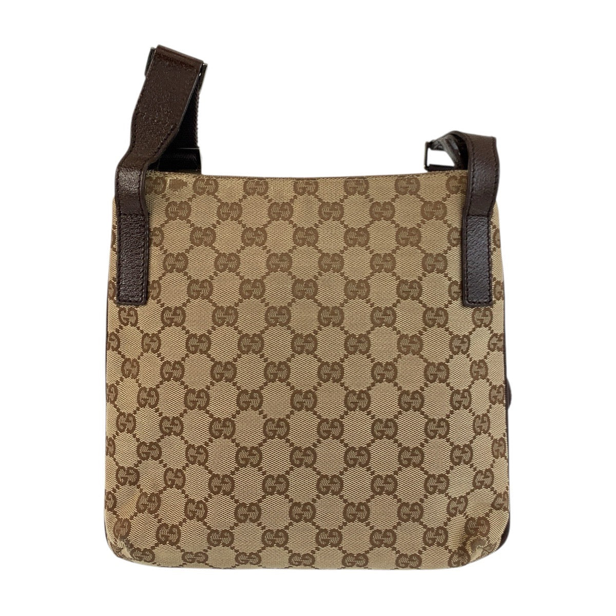 Gucci GG , SilverMetal pochette Leather Canvas Brown Beige Shoulder Bag