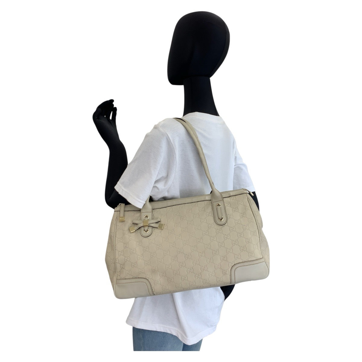 Gucci Guccishima Princey Leather Beige Shoulder Bag