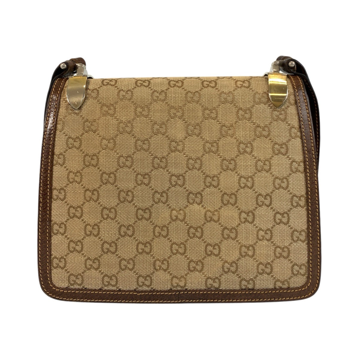 Gucci GG , Old Leather Canvas Brown Beige Shoulder Bag