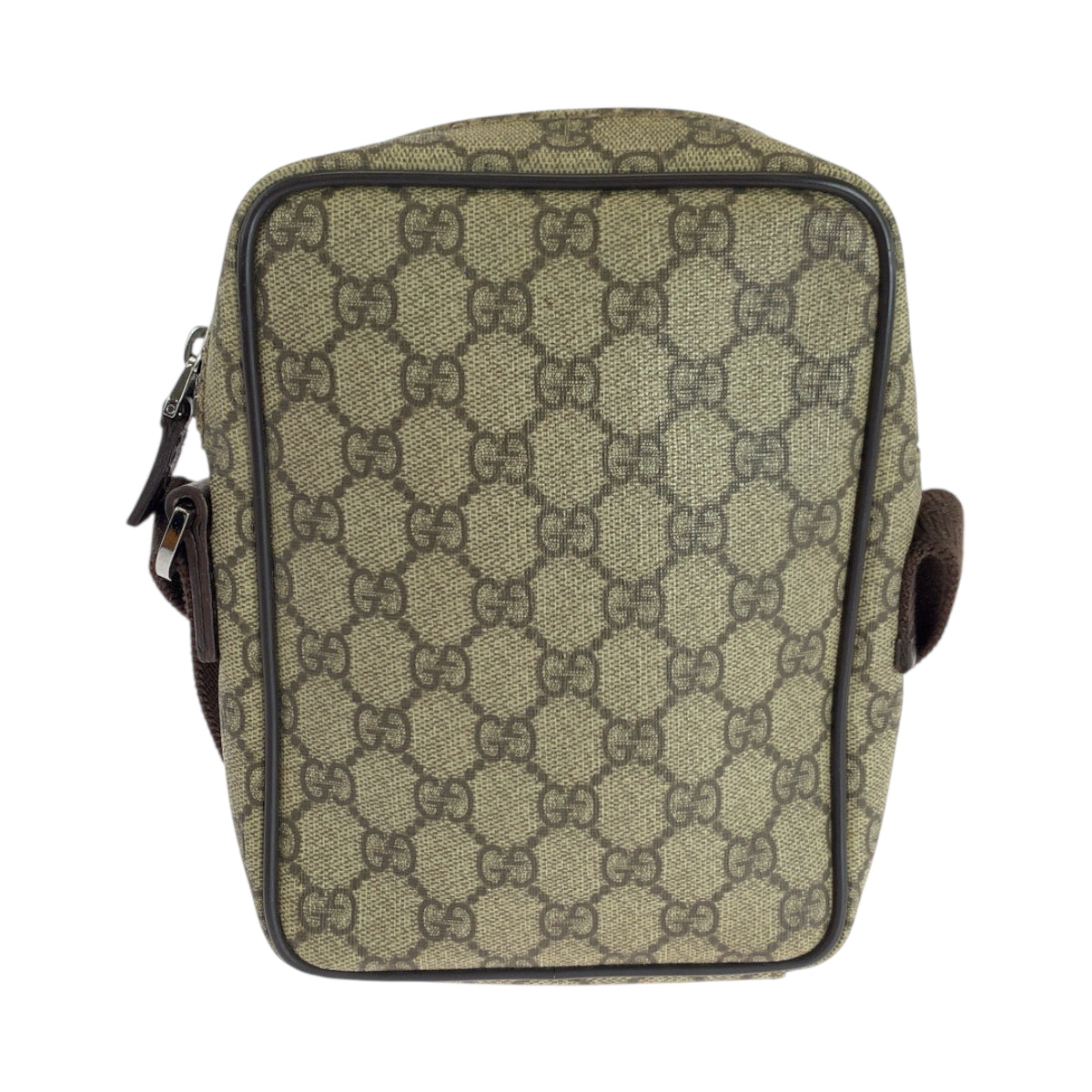 Gucci GG Supreme SilverMetal pochette Canvas Brown Beige Shoulder Bag