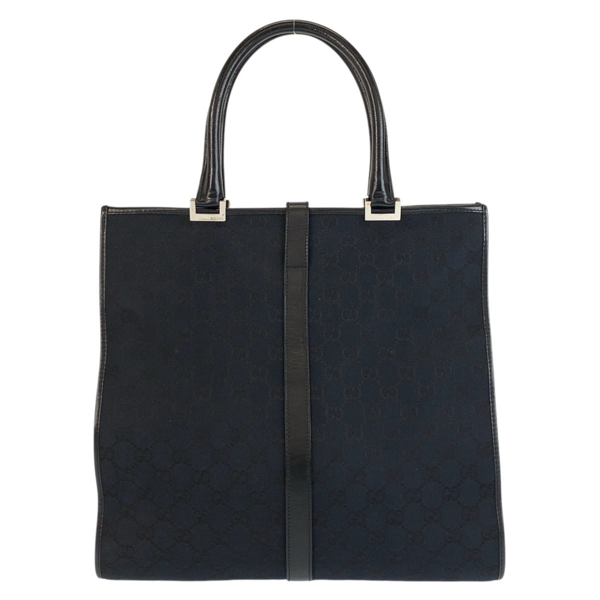 Gucci 002 GG , SilverMetal Jackie Leather Canvas Black Tote Bag