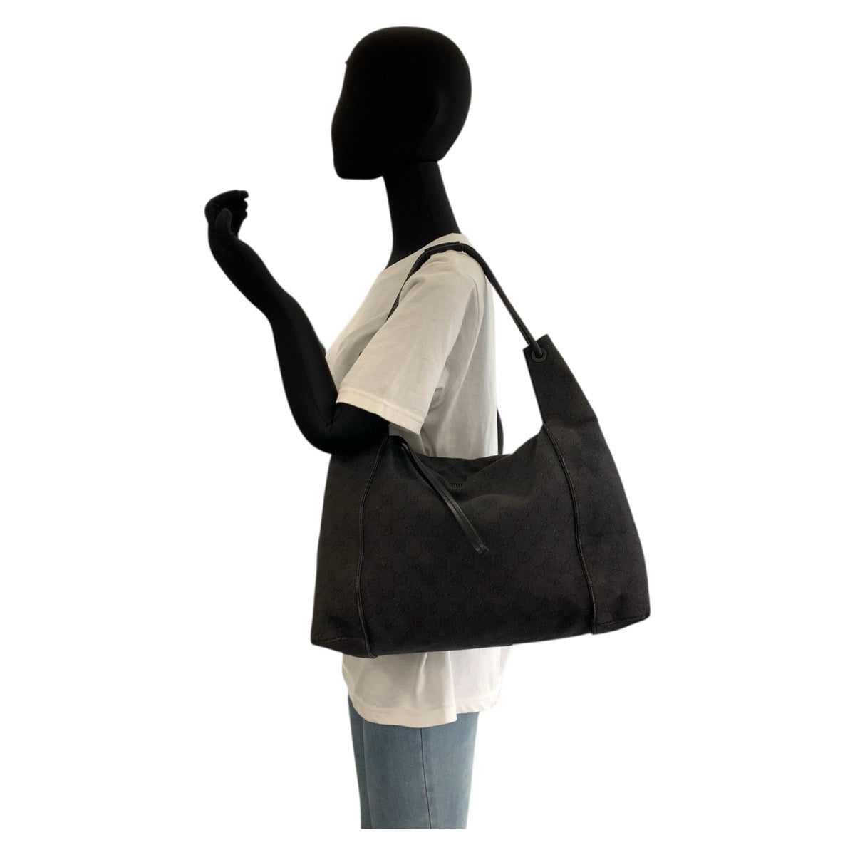 Gucci GG Leather Canvas Black Shoulder Bag 8
