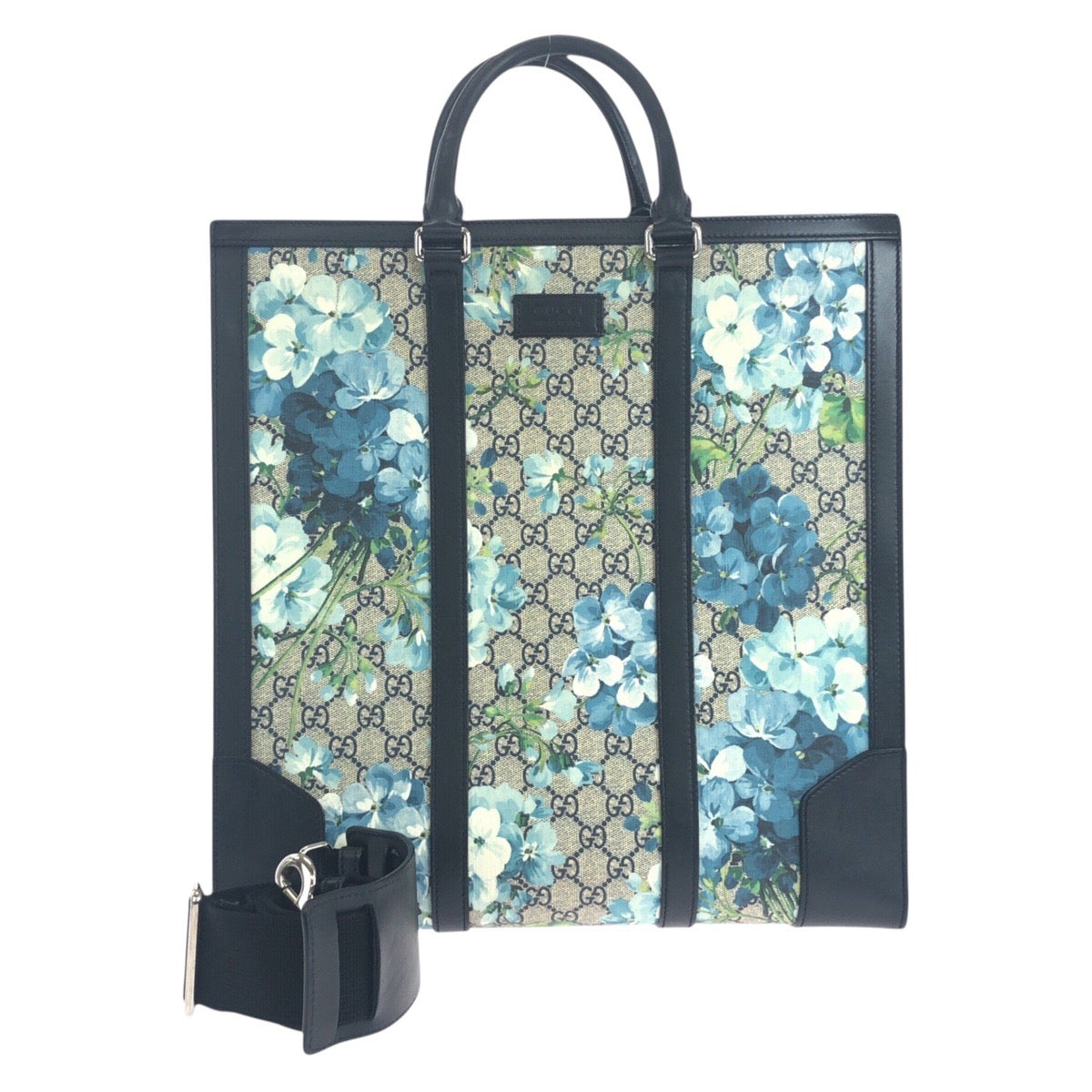 Gucci GG Supreme SilverMetal GG Blooms Canvas Navy Tote Bag