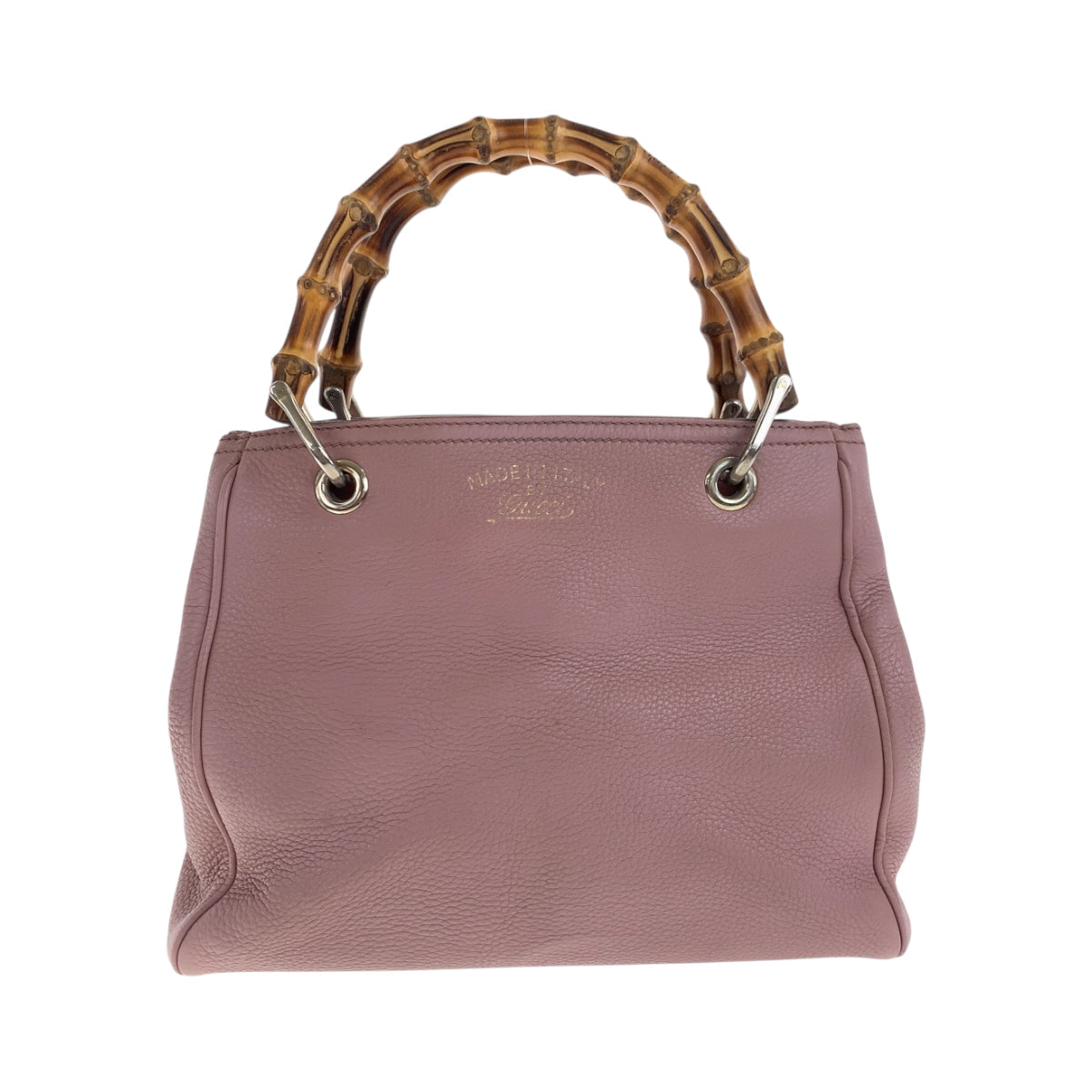 Gucci SilverMetal Bamboo Leather Brown Pink Handbag