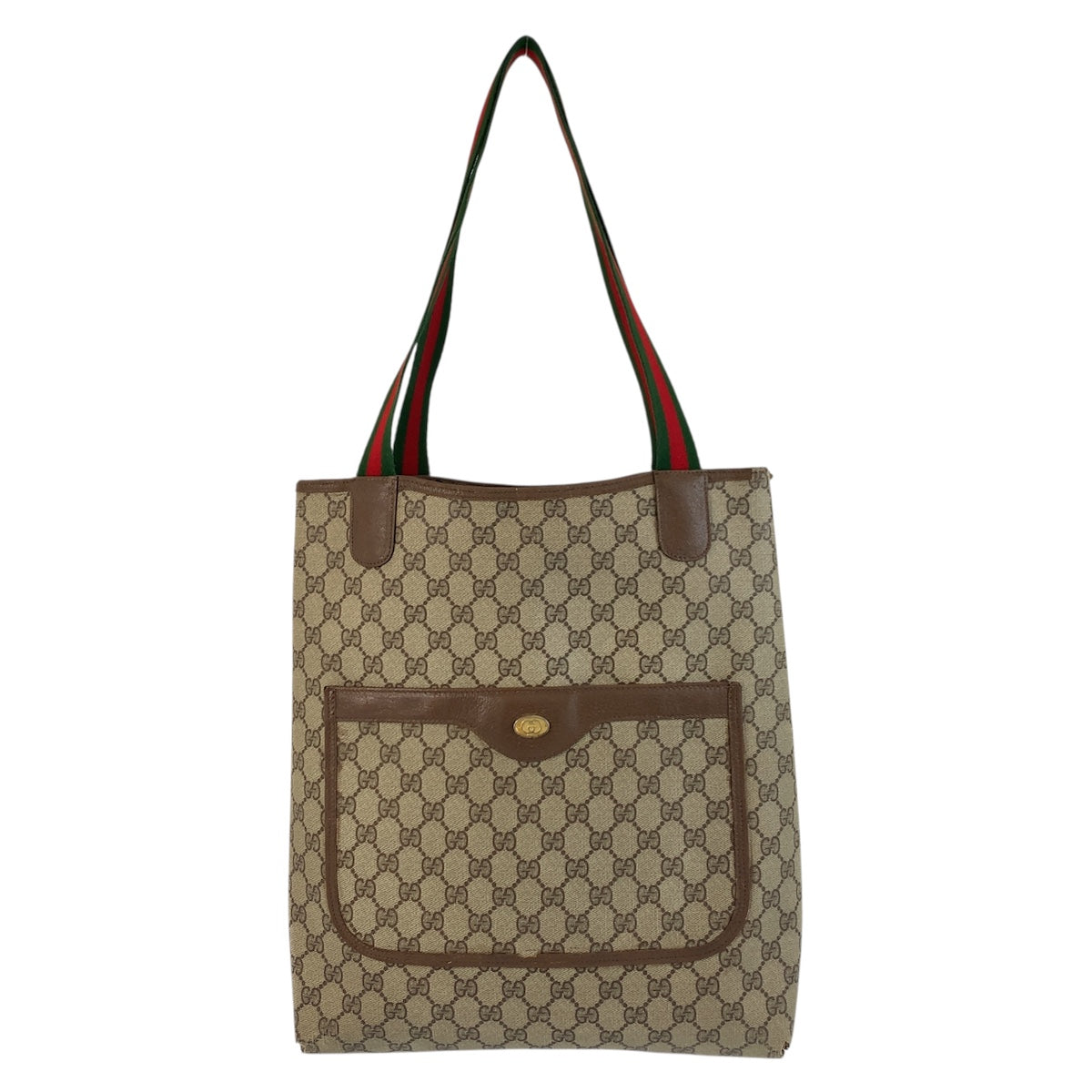 Gucci 39 02 003 GG Supreme Leather Canvas Brown Beige Shoulder Bag