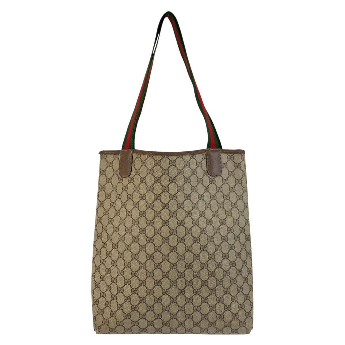 Gucci 39 02 003 GG Supreme Leather Canvas Brown Beige Shoulder Bag