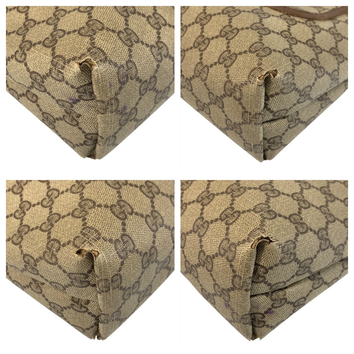 Gucci 39 02 003 GG Supreme Leather Canvas Brown Beige Shoulder Bag
