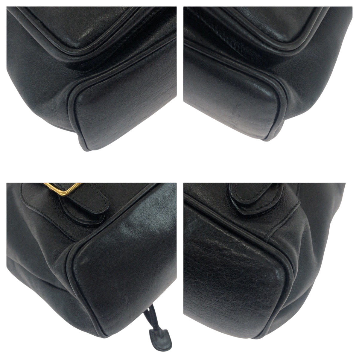 Gucci Backpack 003 GoldMetal Backpack Leather Black
