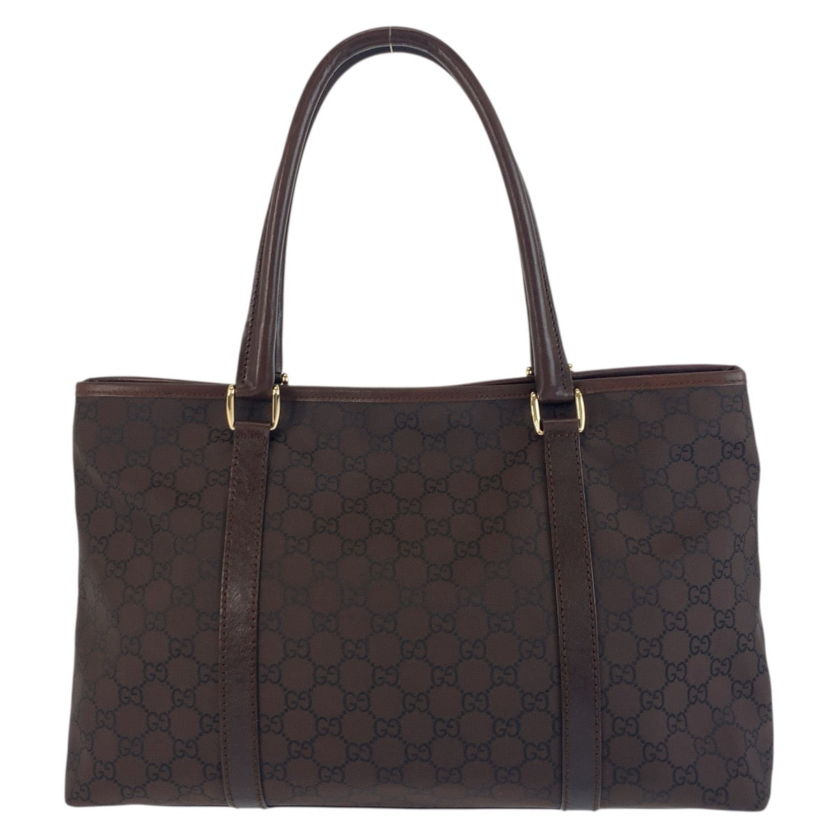 Gucci Metal GG pattern Nylon Brown Gold Tote Bag