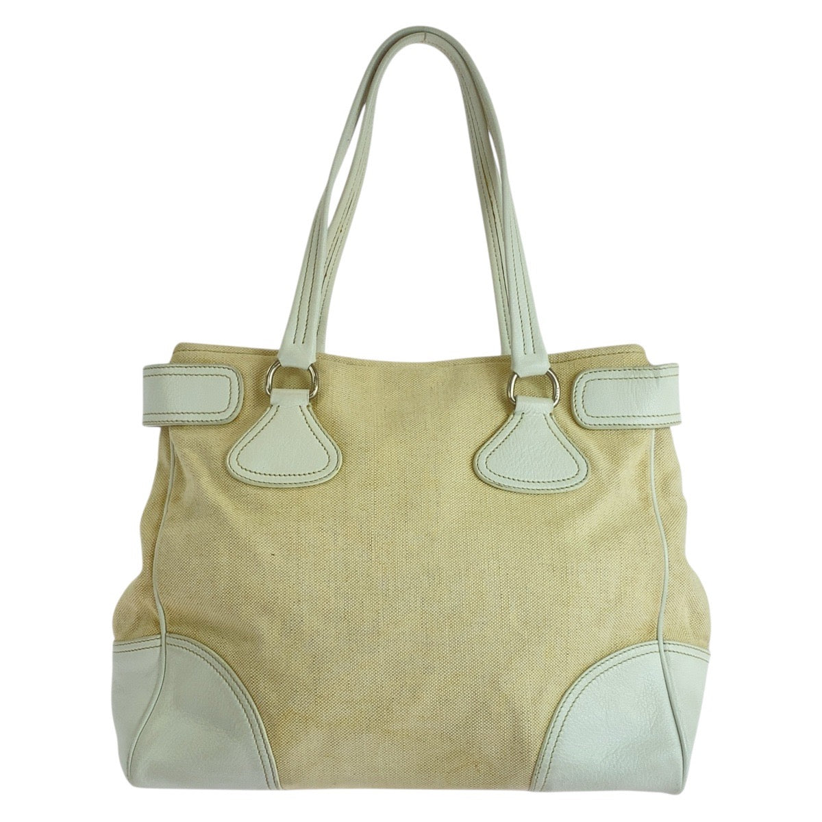 Prada Triangle Plate 2Way Bag Leather Canvas Logo Travel Bag