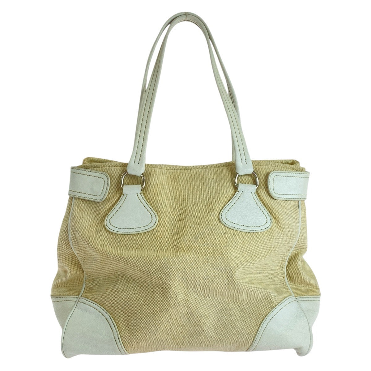Tote Bag , Ivory Tote Bag Shoulder Leather Canvas Shoulder Bag