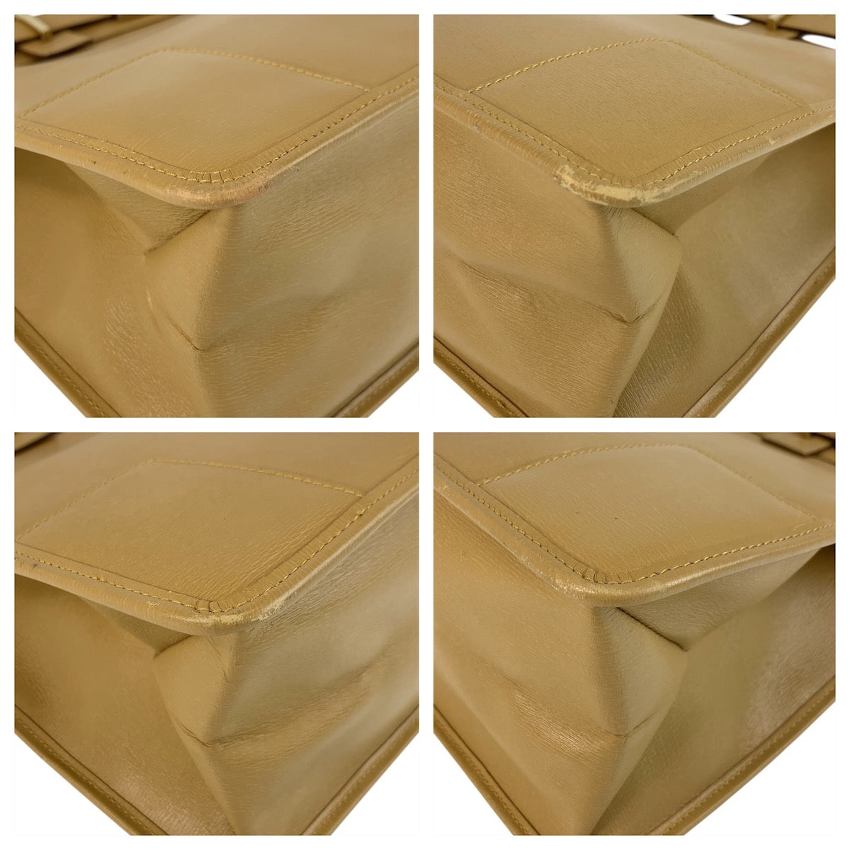 Gucci Business 002 Metal Business Leather Beige Gold Tote Bag