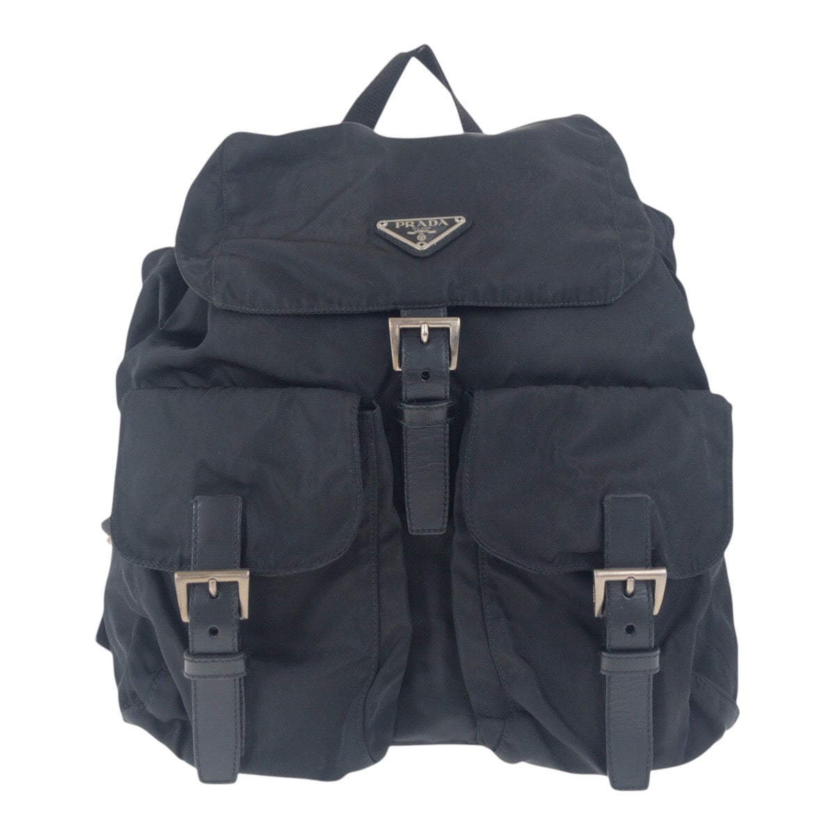 Backpack Metal Test Triangle With Logo Handbag Nylon Black