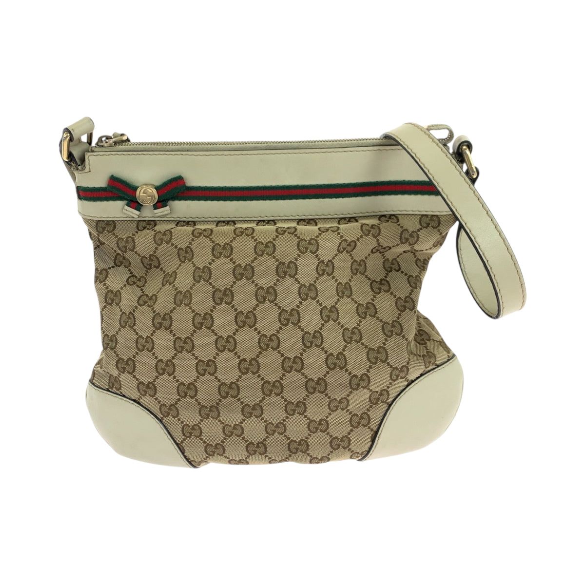 Gucci GG Ivory Metal pochette Sherry Canvas Beige Gold Shoulder Bag