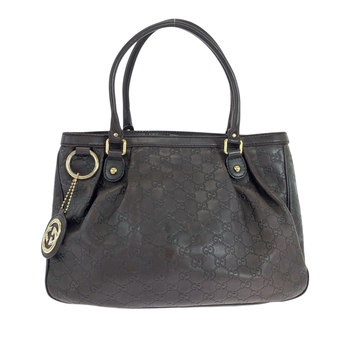 Gucci Dark Metal Guccisima Sukey Leather Brown Gold Shoulder Bag