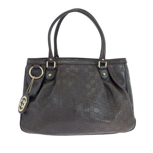 Gucci Dark Metal Guccisima Sukey Leather Brown Gold Shoulder Bag