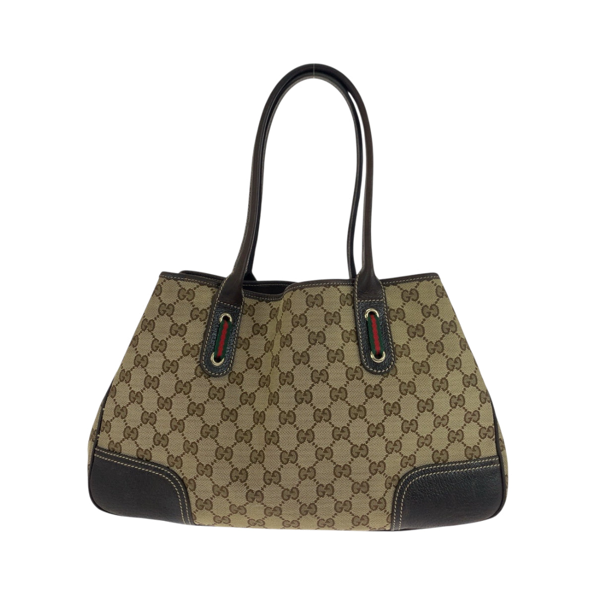 Gucci GG Metal Sherry Line Princess Canvas Brown Beige Gold Shoulder Bag