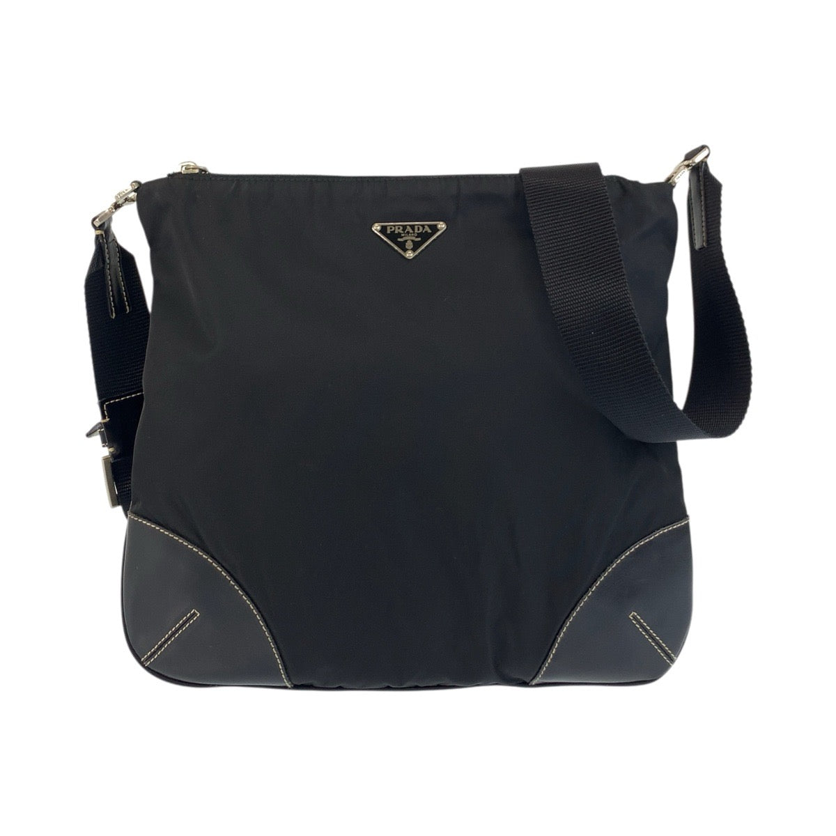 Shoulder Bag , Silvermetal Shoulder Bag Pochette Leather Nylon 5
