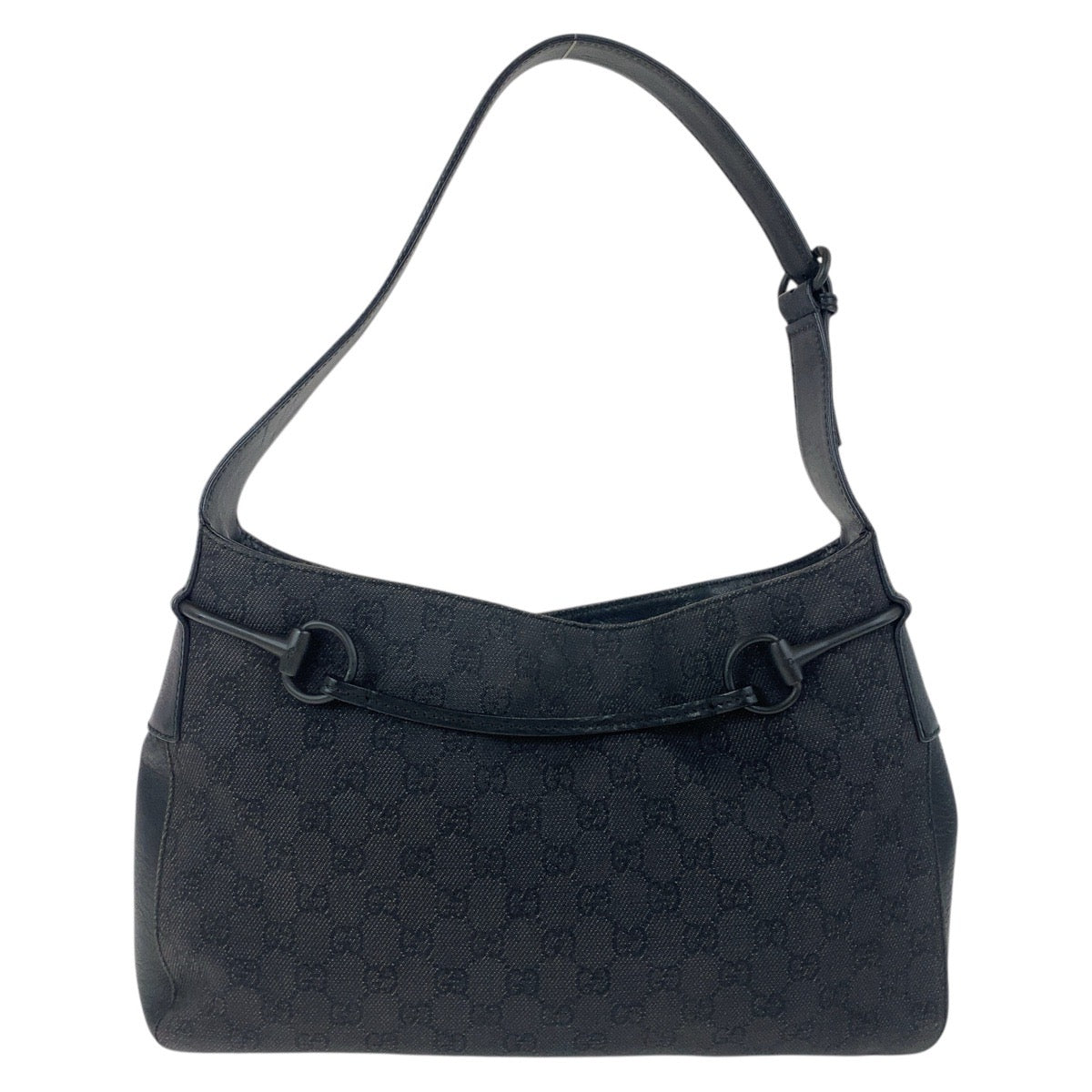 Gucci GG Horsebit Canvas Black Shoulder Bag