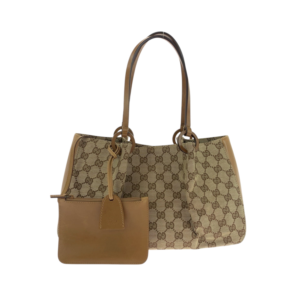 Gucci GG Metal Canvas Brown Beige Gold Tote Bag 3