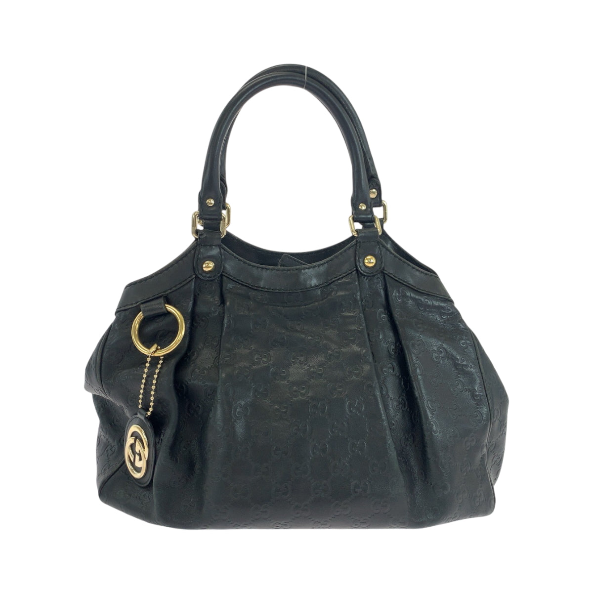 Gucci Metal Guccisima Sukey Leather Black Gold Shoulder Bag
