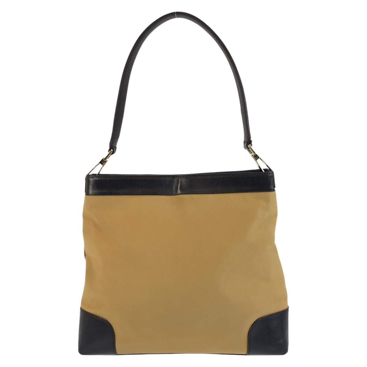 Gucci 001 , Gold Metal Sherry Leather Canvas Brown Beige Shoulder Bag