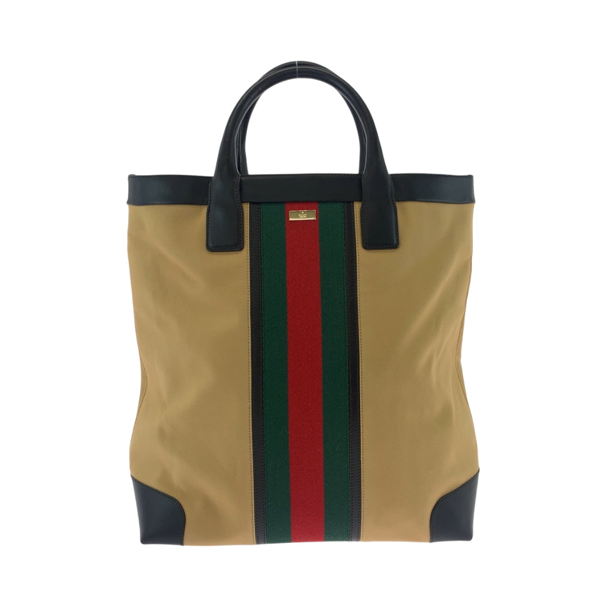 Gucci 002 Camel GoldMetal Sherry line Canvas Red Green Shoulder Bag