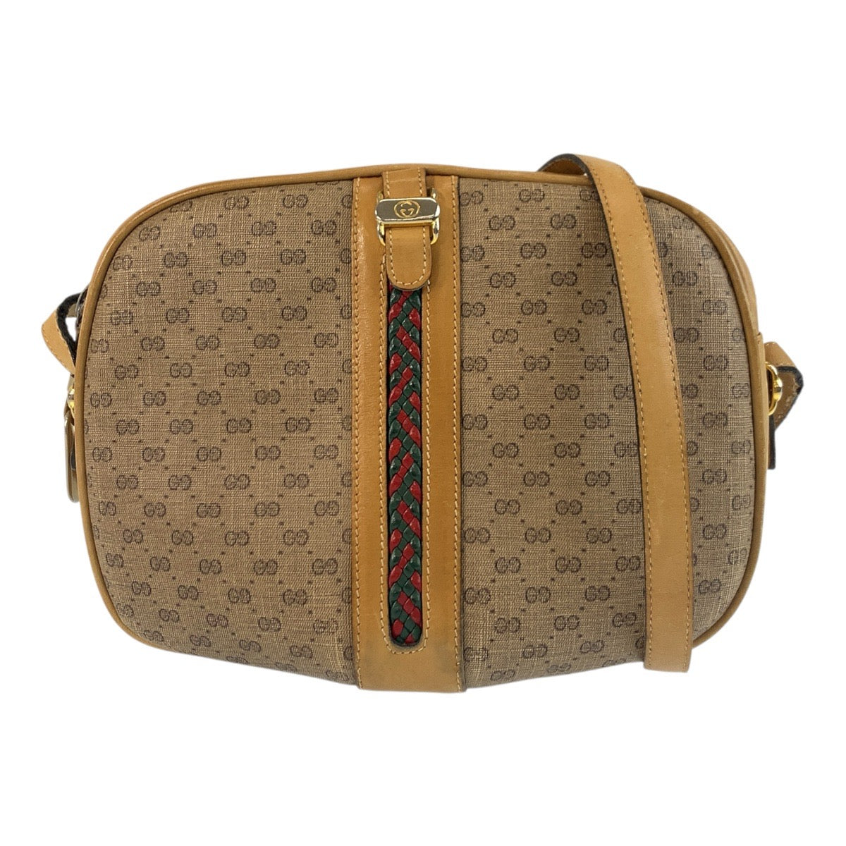 Gucci PVC Metal Old Micro GG Beige Gold Shoulder Bag