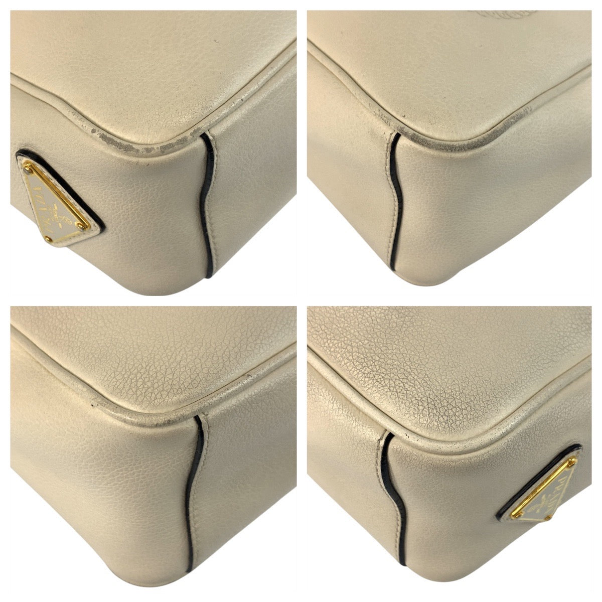 Shoulder Bag Goldmetal Logo Embossed Leather White