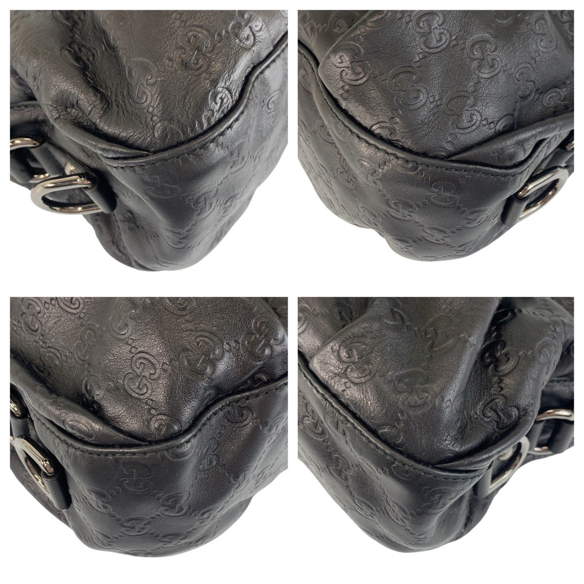 Gucci SilverMetal Horsebit Guccissima Leather Black Shoulder Bag
