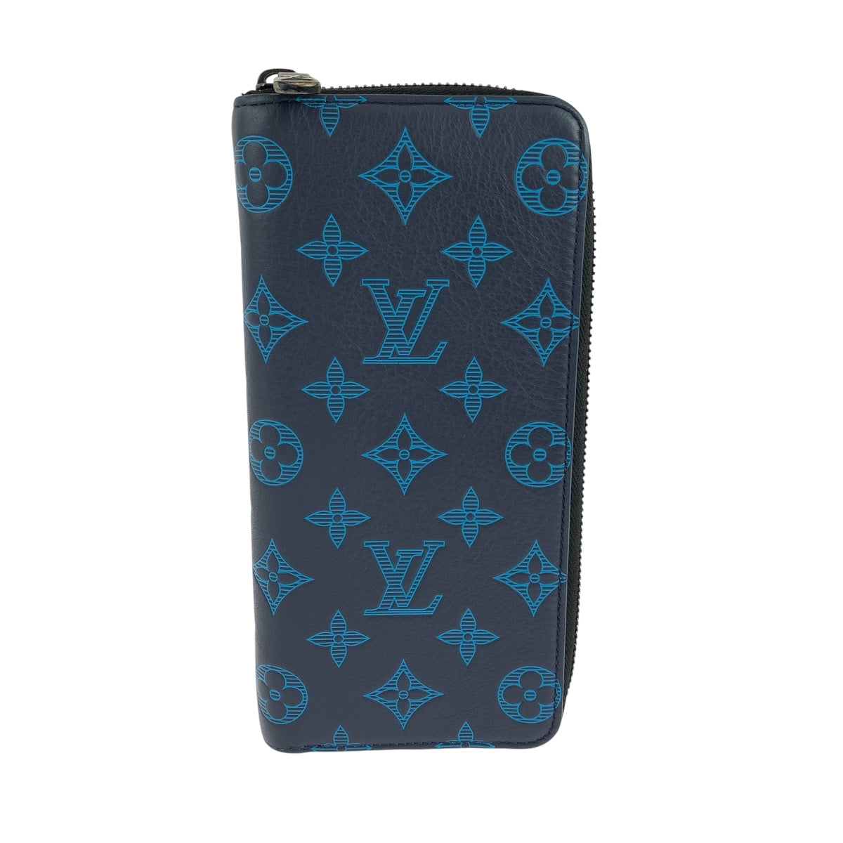 Louis Vuitton Long Purse M80423 Navy am Monogram Calfskin Black Blue Wallet Case