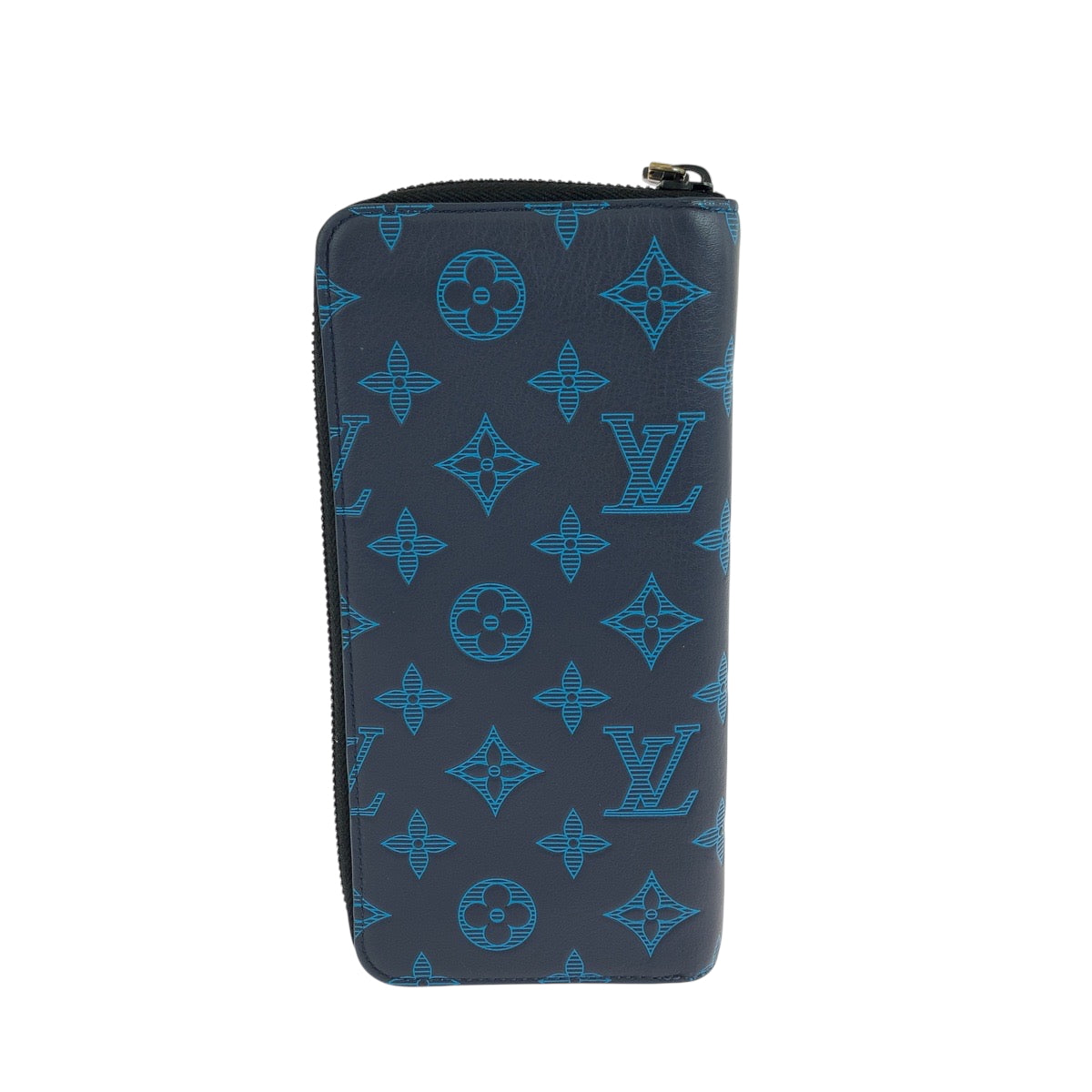 Louis Vuitton Long Purse M80423 Navy am Monogram Calfskin Black Blue Wallet Case
