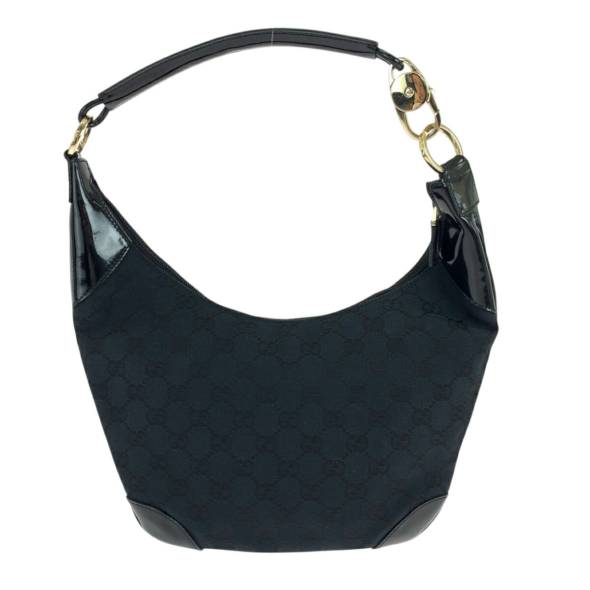 Gucci Patent Shoulder Bag Leather Canvas