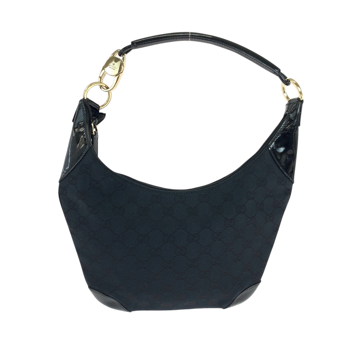 Gucci 001 GG Leather Canvas Patent Black Shoulder Bag