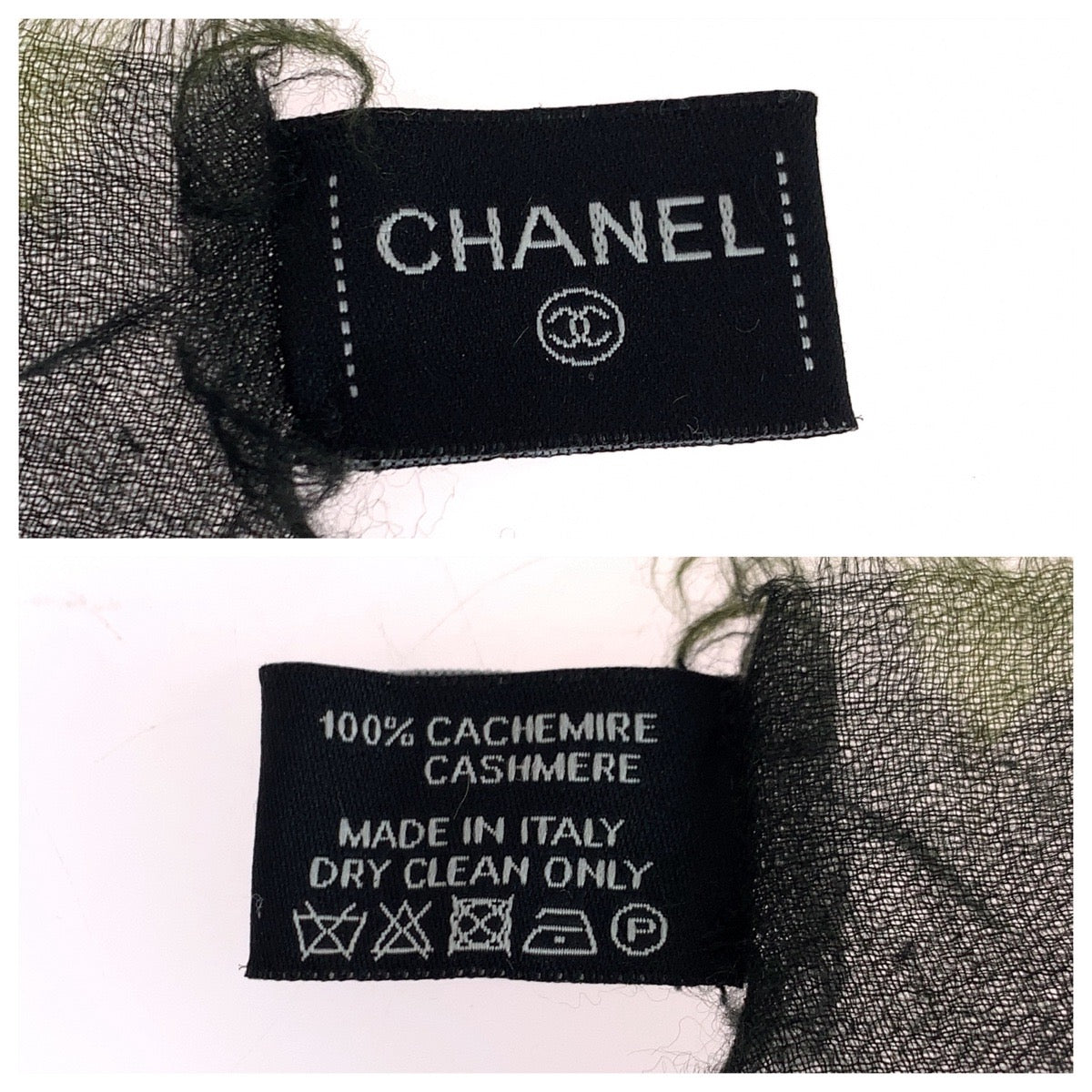 Chanel scarf cashmere Camouflage COCO Mark Multicolor Green