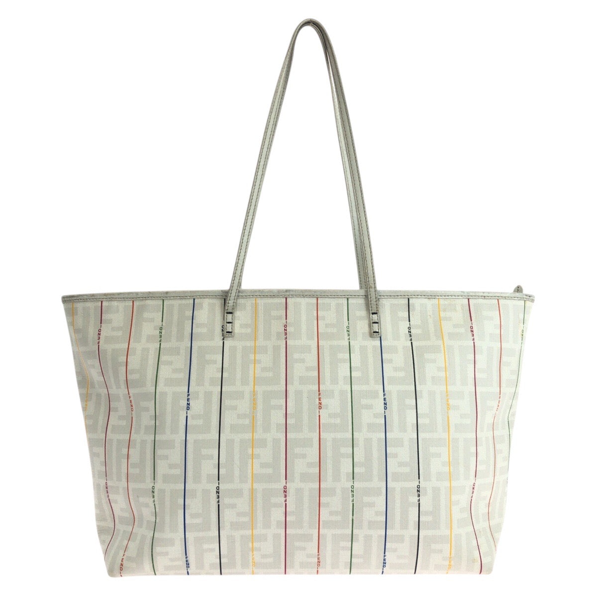 Fendi Tote Bag 88H185 Hqp Zucca Leather White Multicolor
