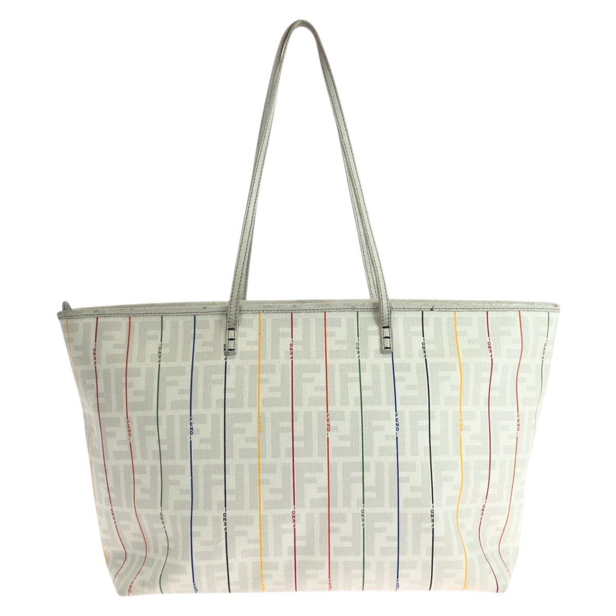 Fendi Tote Bag 88H185 Hqp Zucca Leather White Multicolor