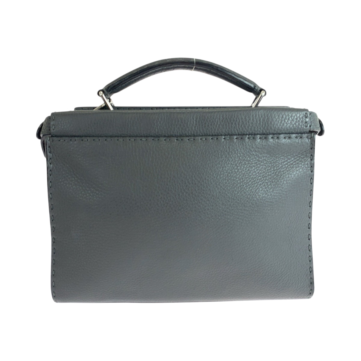 Fendi Shoulder Bag 7Va422 Grey Silvermetal Peekaboo Fit Leather Gray Mini