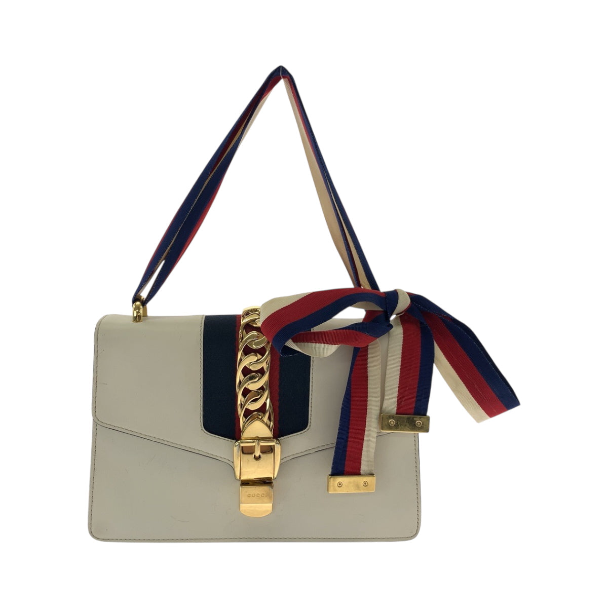 Gucci Ivory Metal sherry line sylvie Calfskin Gold Shoulder Bag