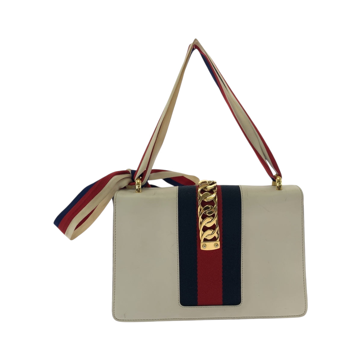 Gucci Ivory Metal sherry line sylvie Calfskin Gold Shoulder Bag