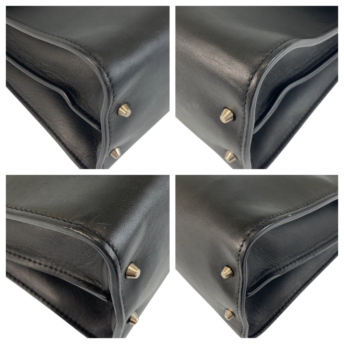 Gucci SilverMetal ChainShoulder Pochette Interlocking Leather Black Shoulder Bag