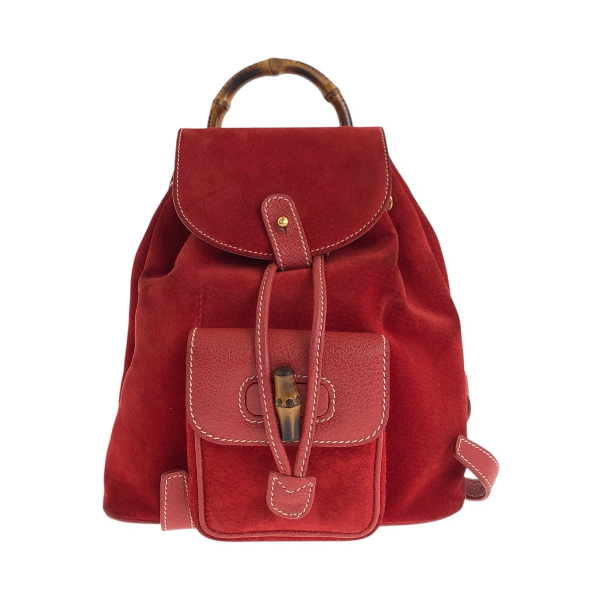 Gucci Bamboo Backpack Leather Suede Backpack 1