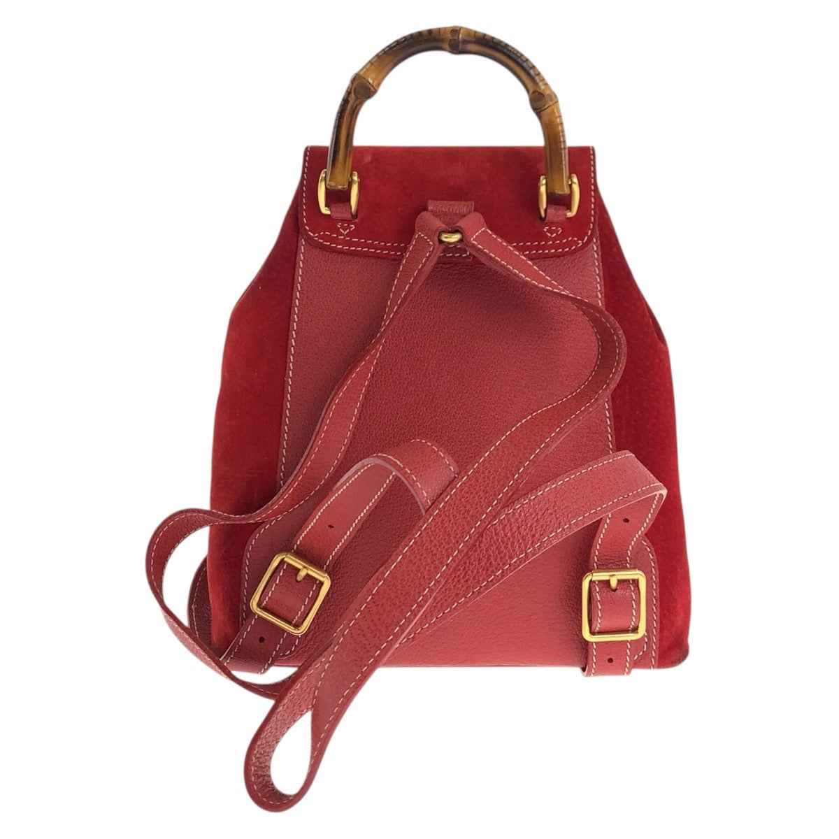 Gucci Backpack 003 Metal Bamboo Suede Red Gold