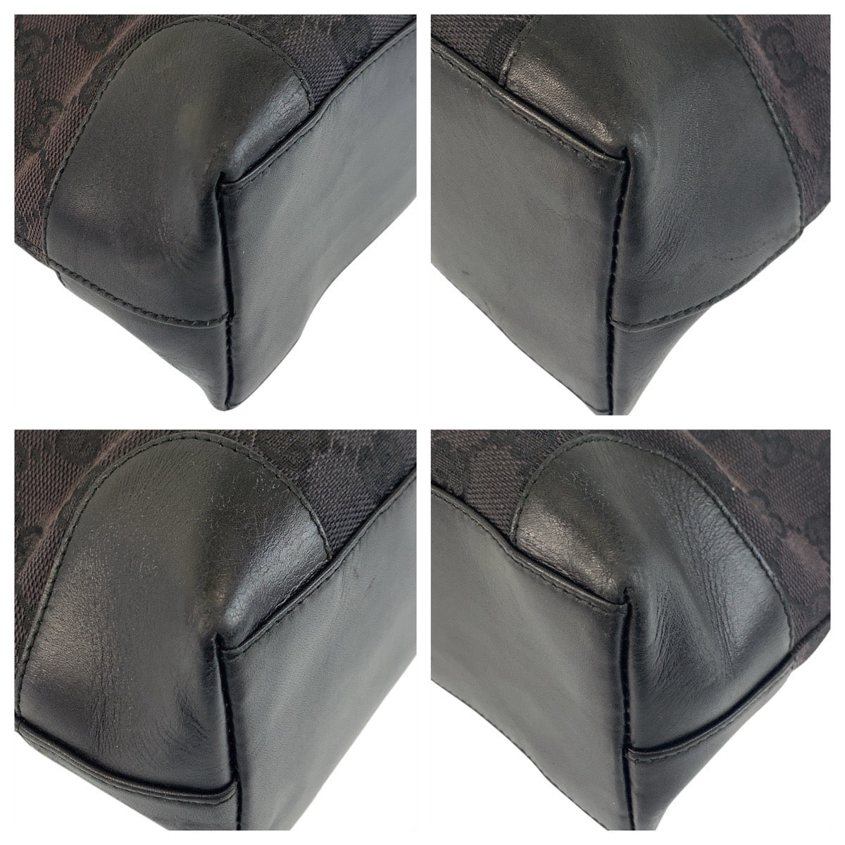 Gucci 002 GG Leather Canvas Black Shoulder Bag